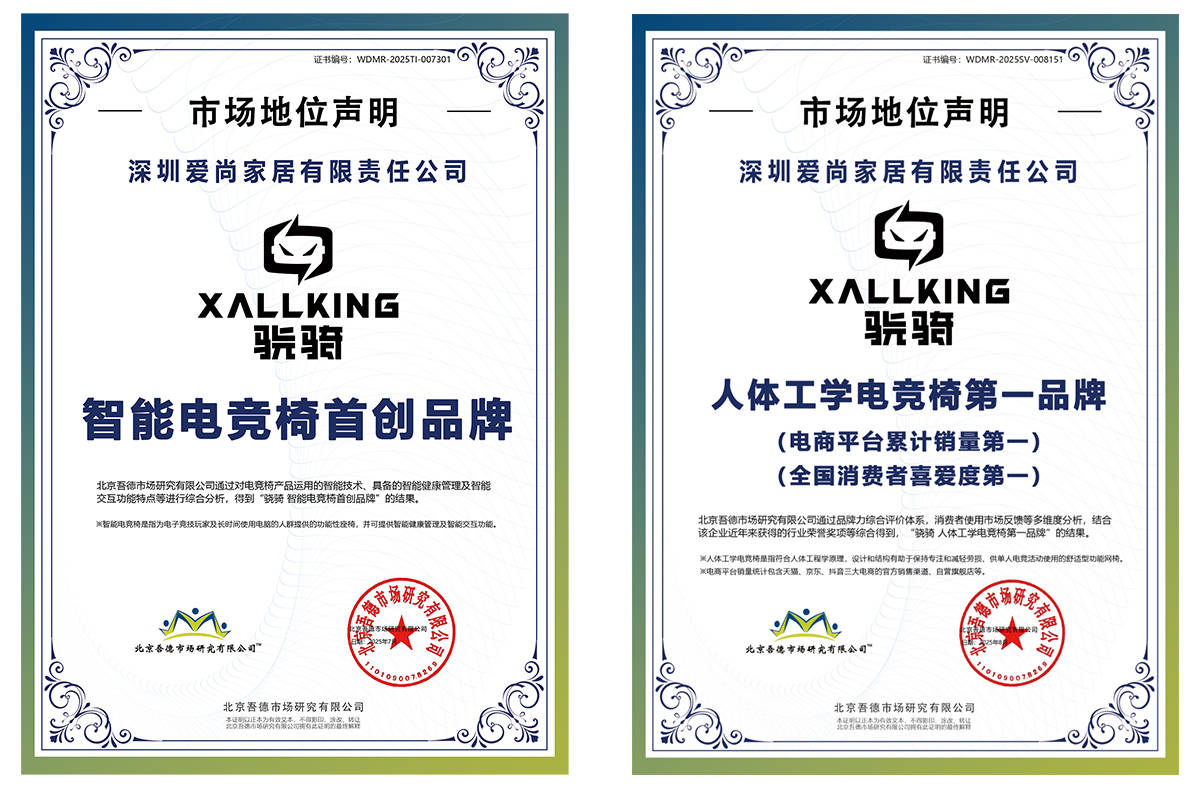 骁骑，获智能电竞椅首创品牌和人体工学电竞椅第一品牌